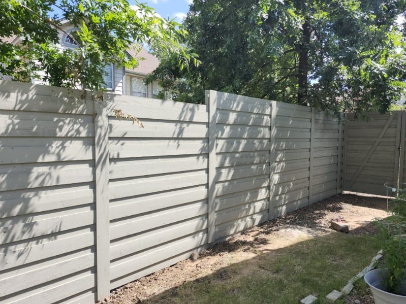 One-of-a-kind horizontal wood custom fence built by DFW Top Fence